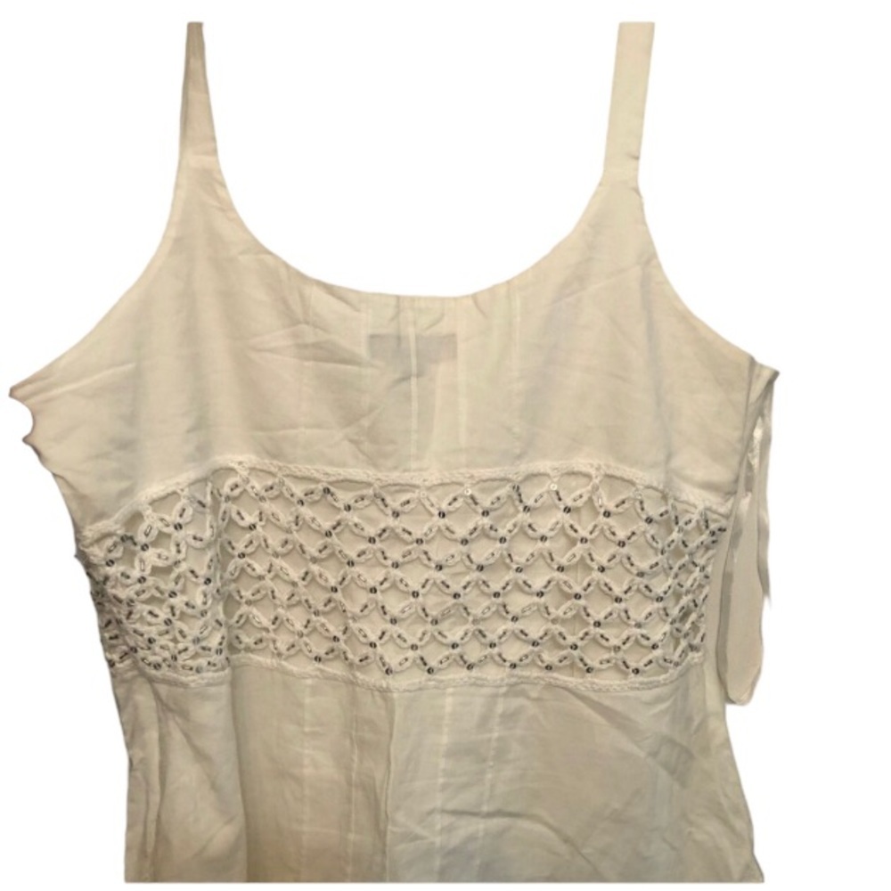 INC International Concepts size 14 white lined camisole silver  sequin detail